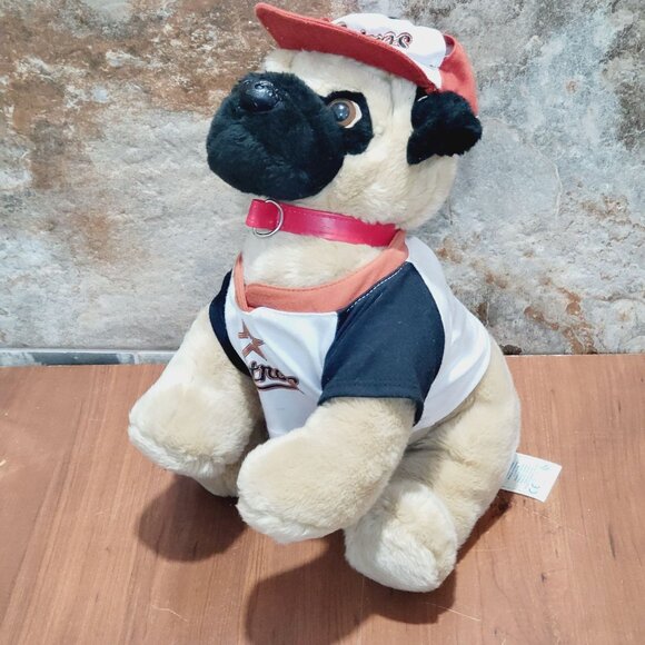Build A Bear Workshop Houston Astros Pug Dog Plush Tan Black Baseball - Picture 14 of 17